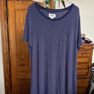 EV1 Blue & White Stripe Midi Dress w/ Heart detail